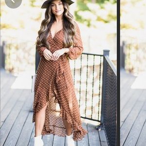 Got The Class Brick Orange Polka Dot Maxi Dress